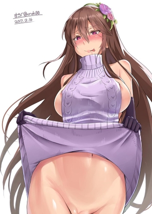 たくし上げの可愛い二次元画像。