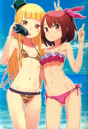 【二次・ZIP】横紐2つのダブルストリングビキニの美少女水着画像