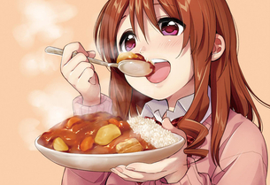 【発汗促進】カレーライスを食べてる女子達の二次画像