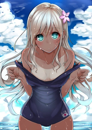 【二次】いつもより興奮度が増す日焼け跡美少女のエロ画像