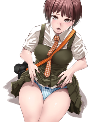 【二次】自分でスカート捲ってパンツ見せてくれてるたくし上げパンチラのエロ画像