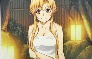 『ソードアート・オンライン』アスナのエロい温泉でバスタオル姿のイラストタペストリー！