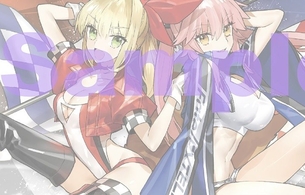 『フェイト/エクステラ』ネロと玉藻の前のエロいおっぱいレースクイーン姿のバスタオル！