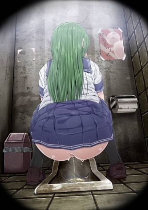 【絶滅危惧種】和式トイレでオシッコする女子達の二次エロ画像