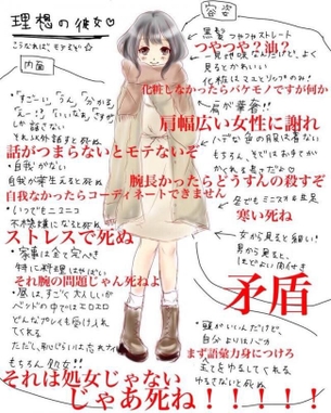 【悲報】オタクさんの理想の彼女、女さんから非難殺到してしまう （※画像あり）
