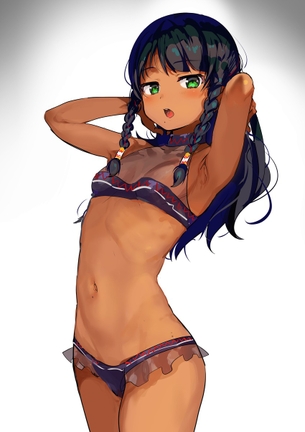 【夏だから】褐色肌な水着女子の二次エロ画像
