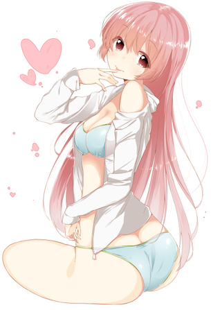 【2次】服がはだけて脱ぎかけになっちゃってる女の子の二次エロ画像 その19【 半脱ぎ 】
