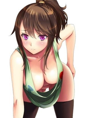 ぷるぷるおっぱいの谷間が気になる二次エロ画像