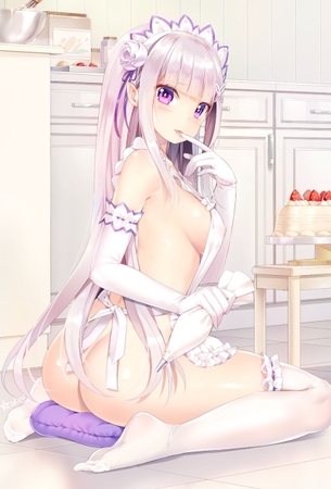 裸エプロンの虹エロ画像