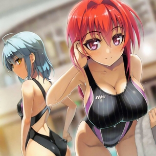 暑すぎて溶けそうなので、競泳水着の二次元美少女画像