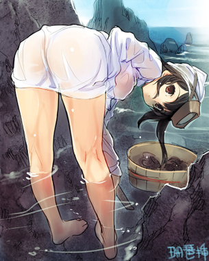 ずぶ濡れでブラとかパンツが透けちゃってる二次エロ画像