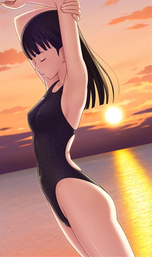 【ポッチ】乳首が思いっきり浮いてる競泳水着の二次エロ画像