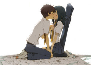 【キス】ベロチューしてるカップルの二次エロ画像
