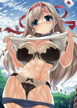 【筋肉女子】腹筋が物凄い割れ方してる女子達の二次エロ画像