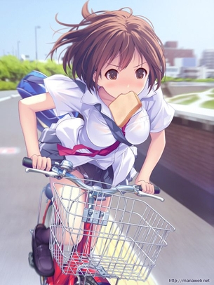 【日常風景】家が少し遠いから・・・自転車通学してる女子高生の二次画像
