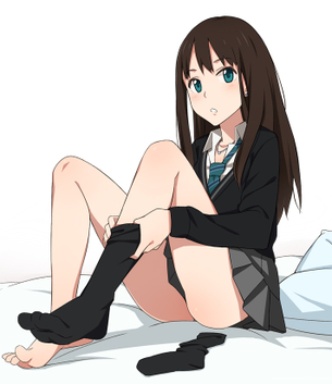 【着替え】靴下履いてる女子達の二次微エロ画像