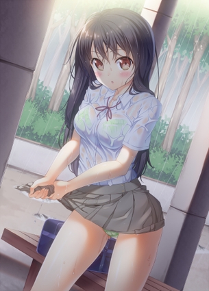 服がぬれて、いろんなものが透けて見えちゃってるラッキーな二次エロ画像 vol.9
