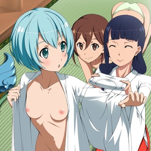 ラッキースケベの定番！着替え中の二次元美少女のエロ画像