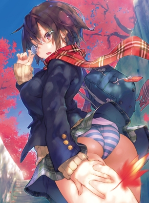 【あざとい】縞パン見せてる女子達の二次エロ画像