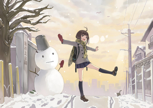 【冬の風物詩】雪だるま作ってる女子達の二次画像
