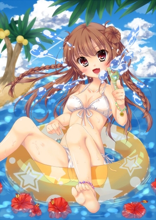 【二次・ZIP】クッソ暑いので水鉄砲で涼んでる美少女2次画像