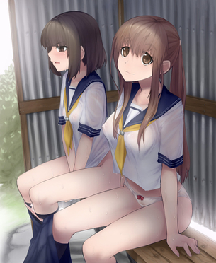 服がぬれて、いろんなものが透けて見えちゃってるラッキーな二次エロ画像 vol.6