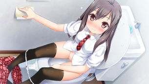 【あるある】トイレをいきなり開けられて焦る女子たちの二次エロ画像