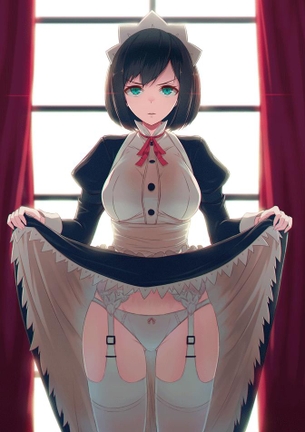 【見ろよ見ろよ】スカートたくし上げてパンツ見せてる二次エロ画像