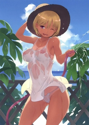 日焼け痕がそそる褐色娘達の二次エロ画像