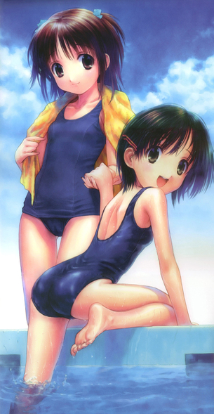 未成熟なカラダにぴっちり張り付いたスクール水着のなんとエロいことか！