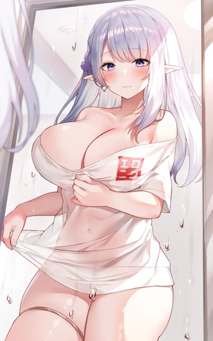 【何もはいてない可能性】白Ｔシャツ１枚のみ着用した女子のエロ画像