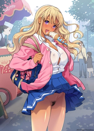 【多分貧困女子】風パンチラかと思いきや･･･履いてなかった二次エロ画像