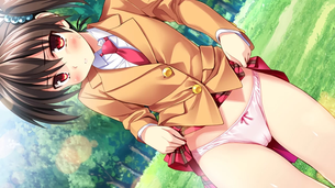 おっぱいやパンツが丸見えなスカートたくし上げ痴女さんがえちえちな二次元エロ画像