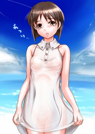 ノーブラ透け透けおっぱい女子！