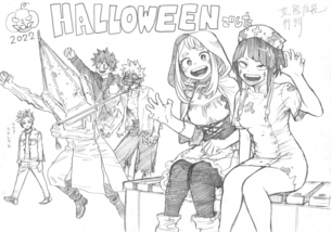 【画像】ヒロアカ作者さん、エッチなハロウィンの絵を描く