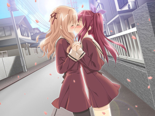 ２次元　女の子同士でチュッチュしてる百合っ娘キス画像　48枚