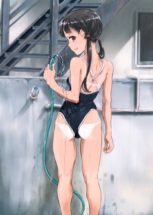 心が現れるスク水少女の二次元エロ画像。でもやっぱりムラムラしちゃいますね♪