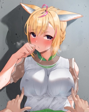 【二次】勃起乳首が服を貫通して浮き出てるノーブラエロ画像