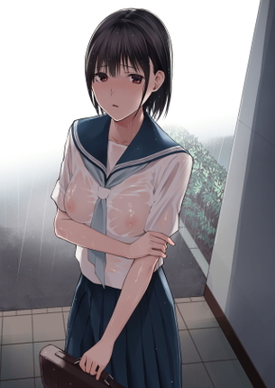 もしかしてノーブｒ… 服が濡れてポッチ透けちゃってる女の子♪