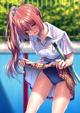 もうサイズがあってないのかな？むっちりしちゃってるスク水を頑張って着用してるえちえち少女の二次元エロ画像