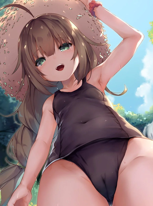 濃紺スク水着用少女のえっちえちな二次元エロ画像！夏が楽しみだね！