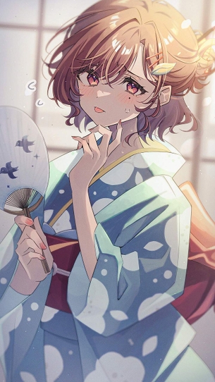 【和服】暑い夏に映える、涼しげな浴衣美少女の二次画像
