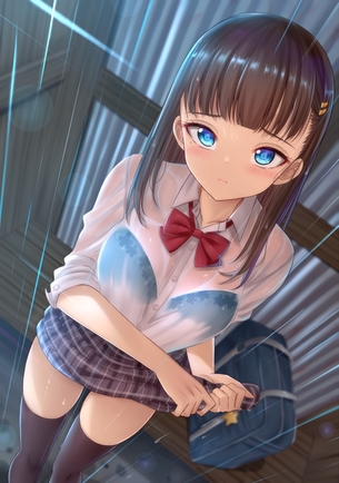 雨でに濡れて中身が透けて見えてる女の子！　その１６