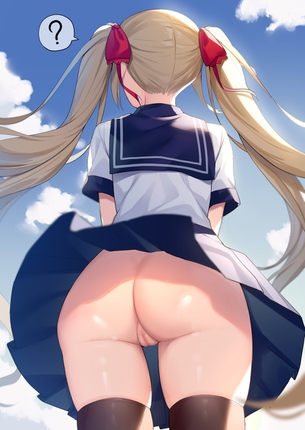 風でスカートが捲れてノーパンがバレた女の子！　その５