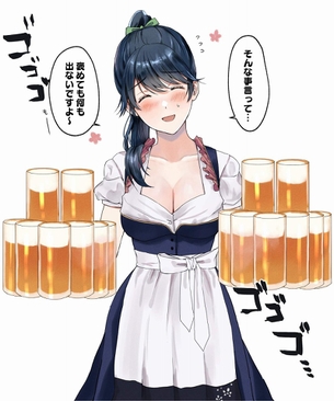 【二次画像】こんな暑い日には、可愛い女の子が運んできてくれたキンキンに冷えたジョッキ生ビールで優勝したい【ディアンドル】