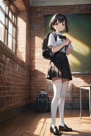 【JK】AI生成された制服女子校生ちゃんの二次画像【ニーハイ】