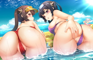 水着を着てるグラマラスな女の子の二次エロ画像！