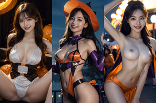 ハロウィン衣装エロ画像200枚まとめ！AI美女がエッチな仮装でハロウィンの夜を満喫している写真集！ [AI Generated]
