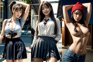 JK着衣グラビアエロ画像200枚まとめ！女子校生の制服や私服姿のエッチな写真集をAIお任せ作成！ポロリもありｗ [AI Generated]