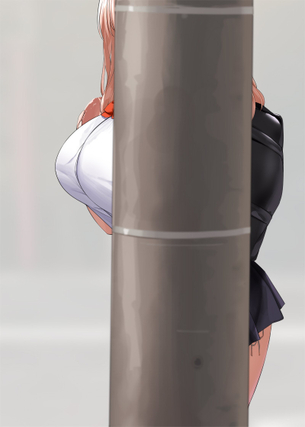 【悲報】巨胸JKさん、電柱に隠れて尾行するも胸が大きすぎてバレてしまうwwww （※画像あり）